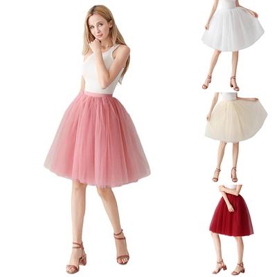 Falda de Tul para Mujer 3 Capas Tul Cintura Elástica Falda A-Line Señoras Boda Baile Fiesta Vestido Corto Medio Falda Tutú
