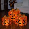 Handmade Pumpkin Face Props 3Pcs Lighted Halloween Gift Boxes, Spooky Glowing Outdoor Doorway Landscaping Presents Box, Warm Light Holiday Ornament