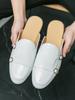Fashion Fashion Trends Men Solid Color Leather Slippers for Men Dual-use Men Shoes with Double Buckle Shallow Flats Casual Shoe for Men