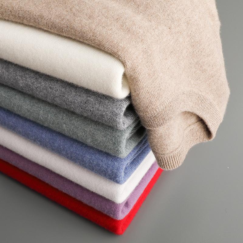 Classic Men'S Crewneck Cashmere Knit Sweater For Autumn And Winter, Loose Casual Cashmere Knit Pullover Base Layer