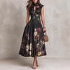 Women's Floral Print Sleeveless A-Line Dress with Waist Definition Summer