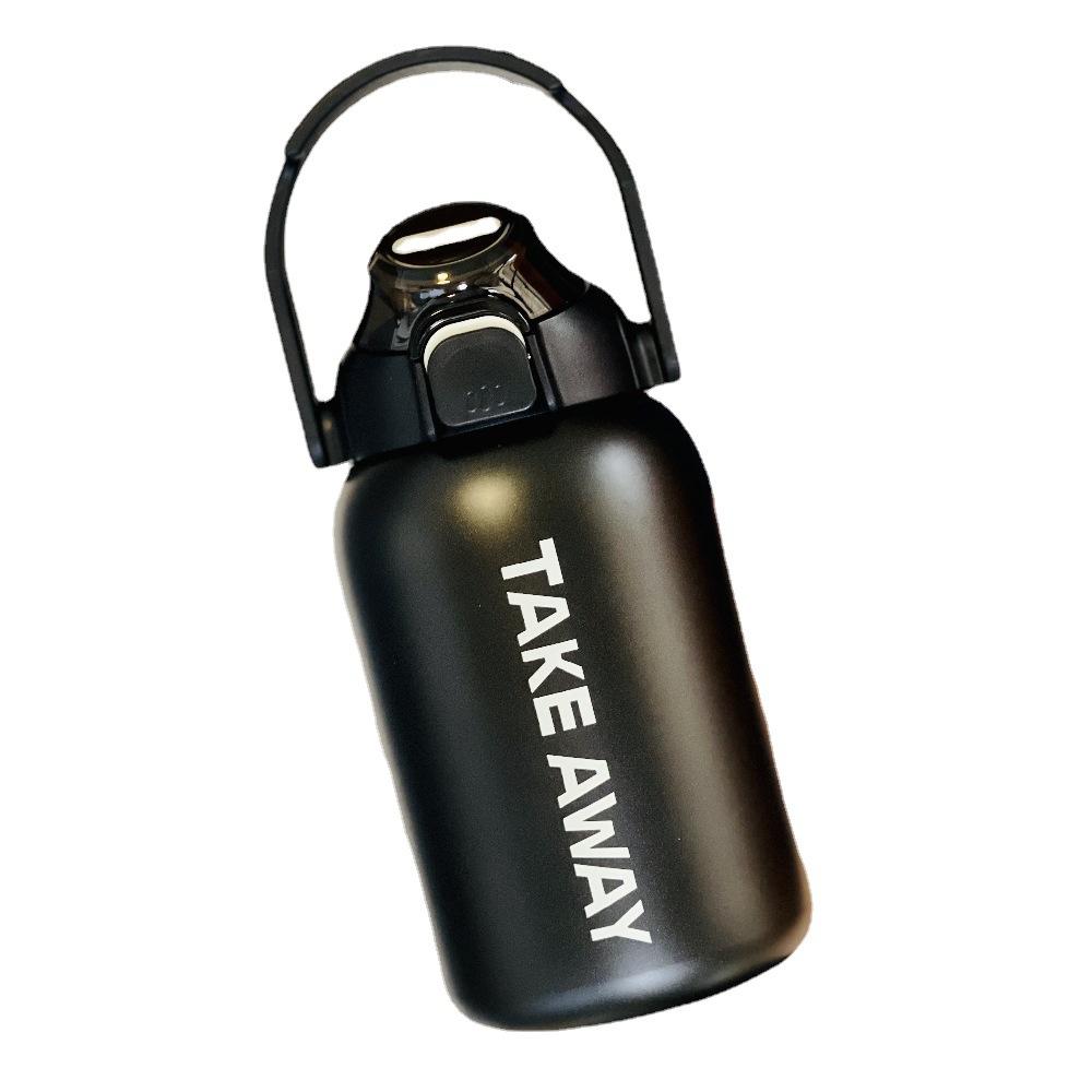 New Large Capacity Portable Thermos Cup with Spring Lid Portable Pot with Straw Outdoor Thermos Cup