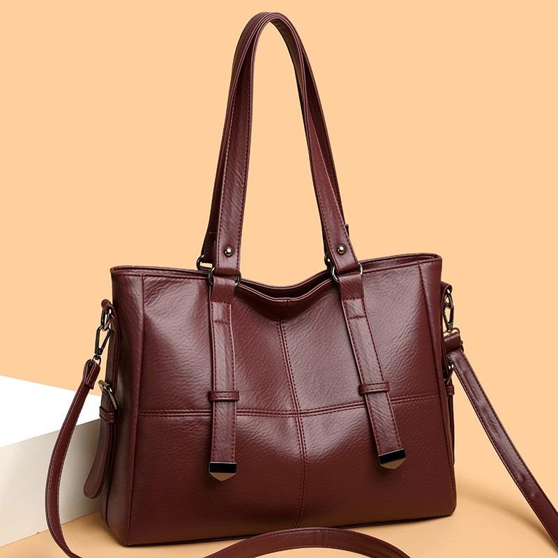 

Большая винтажная кожаная сумка-тоут, многокарманная сумка через плечо для женщин 38cm×11cm×27cm красный