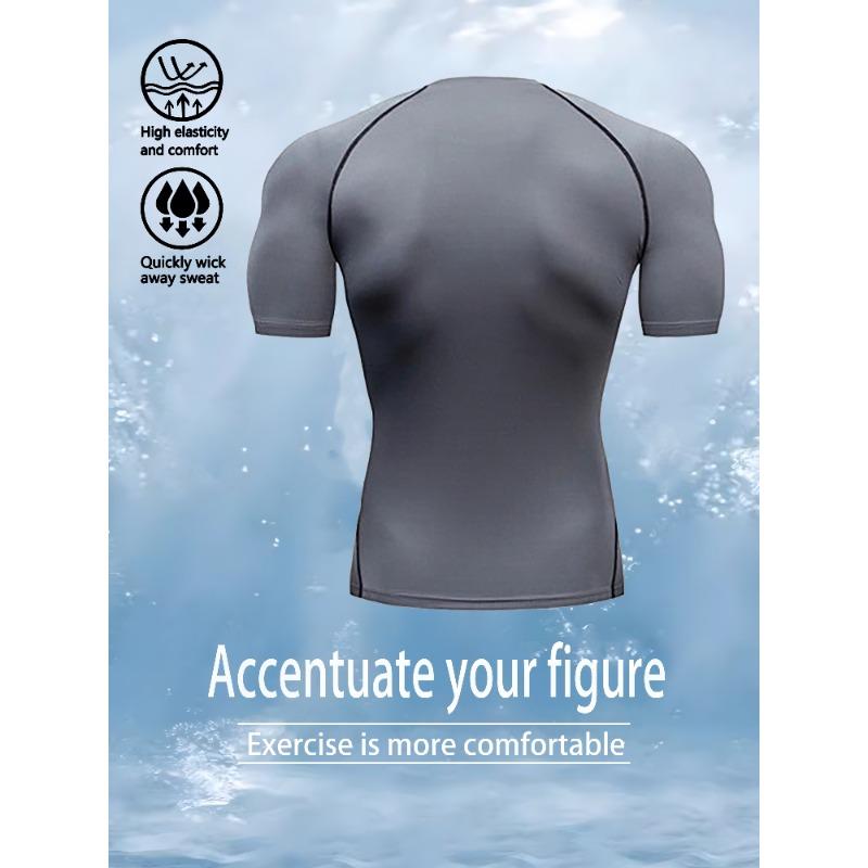 Men Short-Sleeve Compression T-Shirt Breathable Quick-Drying High Elasticity Spider Print, Running, Cycling, Gym Workouts Shirts