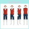 Authentisches One Piece Luffy Kostüm, Piratenkönig Cosplay Outfit für Halloween