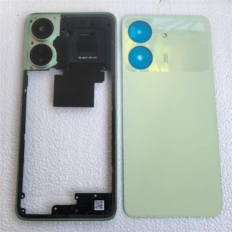 Full Housing For POCO C65 2310FPCA4G Back Battery Cover Lid Door + Middle Frame With Camera Lens