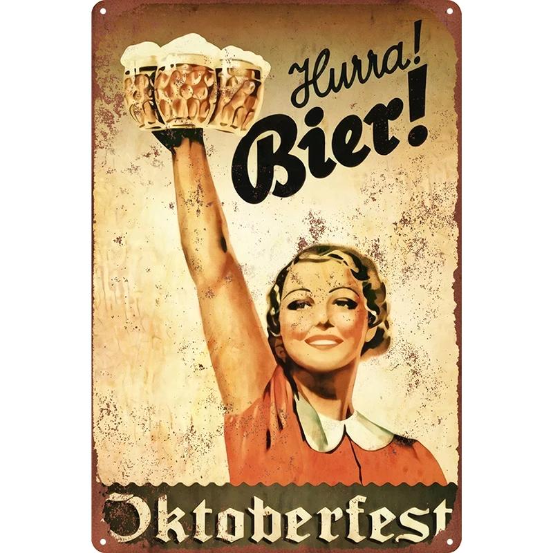 

1 шт. Металлическое настенное панно Oktoberfest Bier, Декор для немецкого пивного фестиваля для баров, пещер (20х30см), Винтажные жестяные таблички Домашний декор Смешные 20x30cm