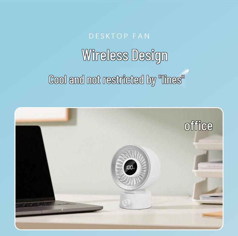 USB Rechargeable Desktop Fan with Digital Display - Low Noise, Strong Wind, Perfect for Office & Dorm Use