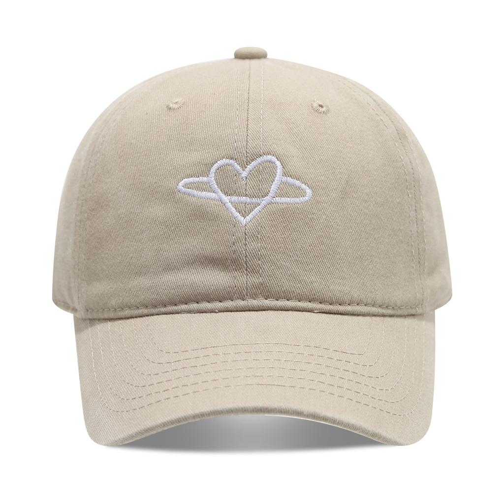 Literary and retro small love embroidery soft top fashion cap women's summer outdoor simple washed baseball cap men's autumn