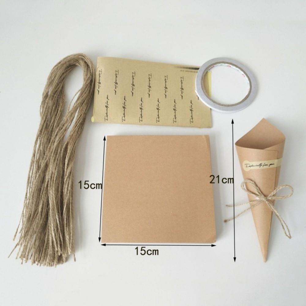50Pcs Kraft Paper Bouquet Wrapping Tubes With Rope Tag DIY Handmade Flower Cones Holder Confetti Holder Wedding Decoration