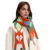 Women Scarf Cartoon Fox Design Faux Cashmere Soft Warm Scarf Autumn Winter Long Scarf Versatile Clothing Accessory