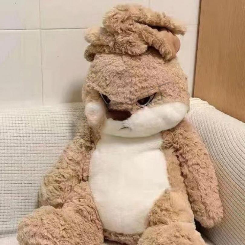 Großes wütendes Kaninchen-Plüschtier, süßes Tier, Plüschpuppe, Kawaii, gefüllte Stofftiere, Modell, Raumdekoration, Geburtstagsgeschenke