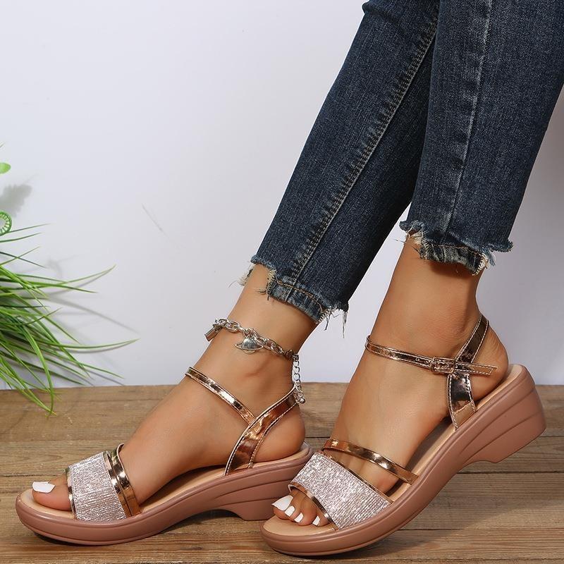 Summer New Large Size Fish Mouth Women's Shoes Wedge Heel Women's Sandals