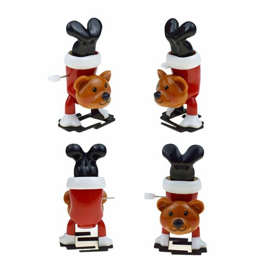 Mini Christmas Wind-Up Toy Bear/Santa Claus/Snowman/Reindeer Clockwork Chain Toy Plastic Running Jumping Movement Figures