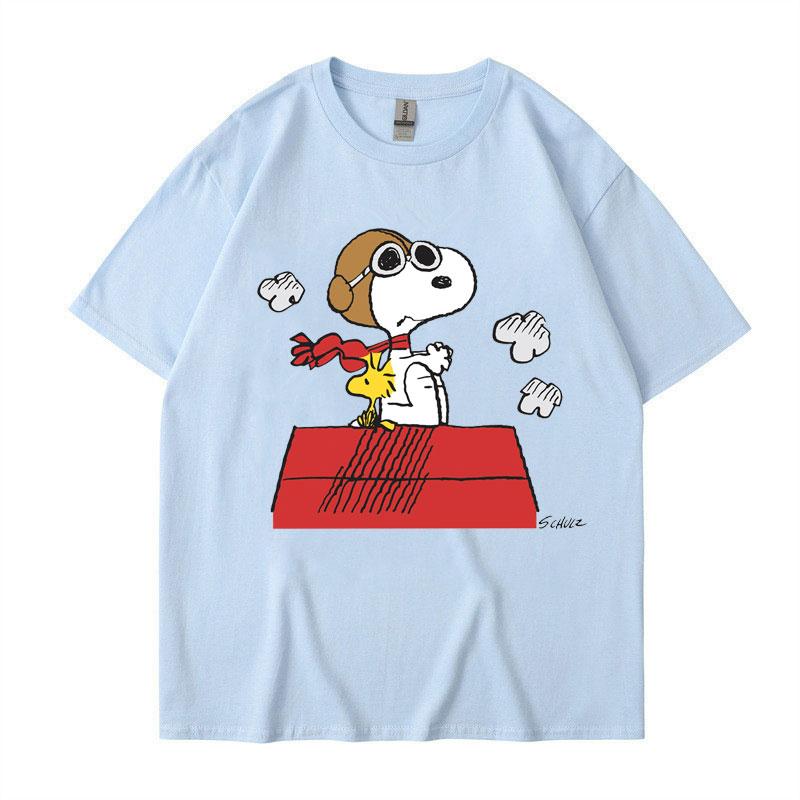 

Snoopy Black Women Tshirt Summer 2025 New Short Sleeve 100 Cotton Unisex Women Tee Shirt Tops Cartoon Anime Couple Clothing Tops S