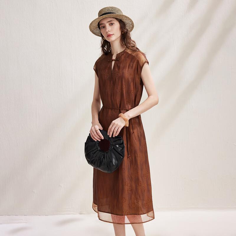 Zhaojun Women's New Chinese Style Silk Short Sleeve Dress