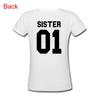 Women Fashion Summer Casual Best Friends T Shirt Sister 01 Sister 02 Tees Shirt Short Sleeve