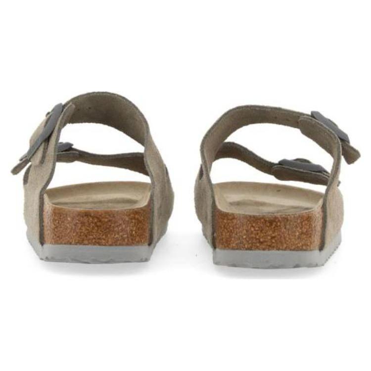 Birkenstock Arizona Soft Footbed Suede Leather Narrow Fit Sandals 'Stone Coin' Men's 1020557