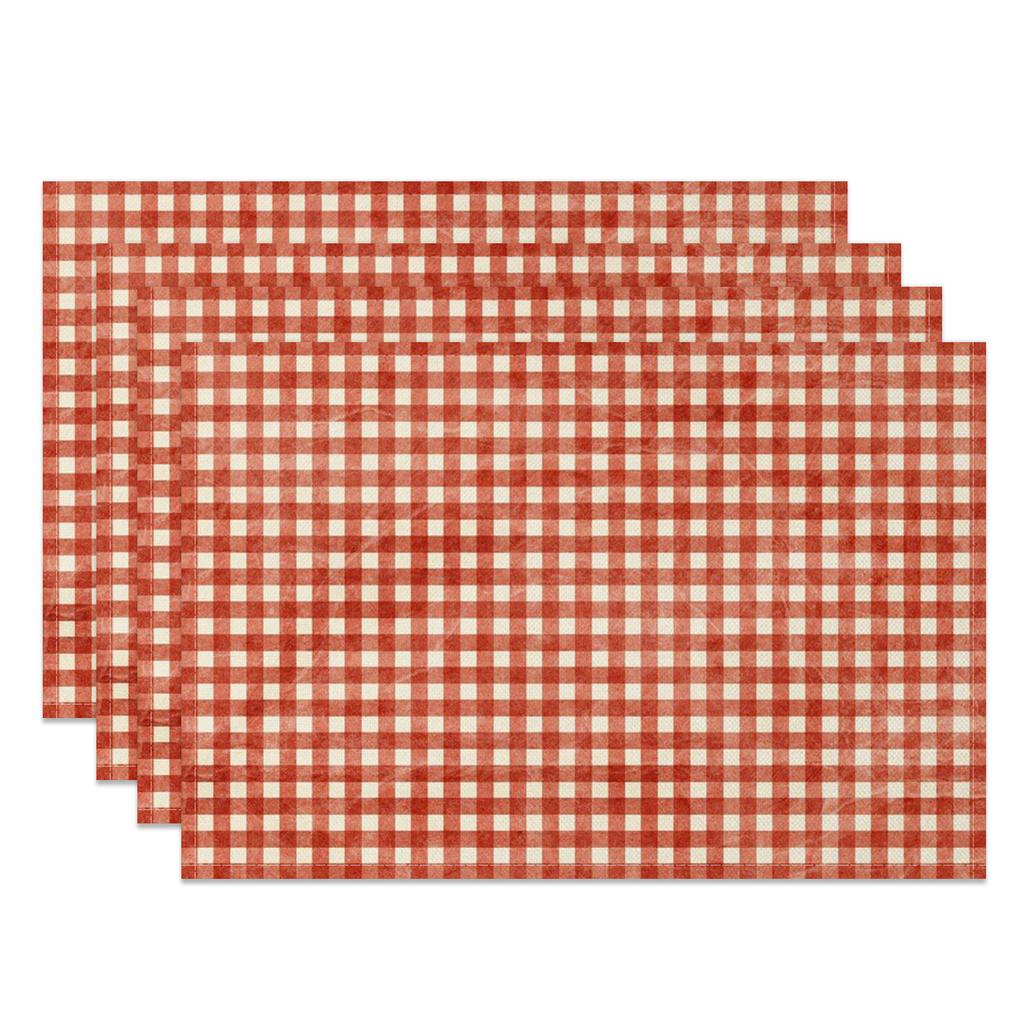 Checkered Pattern Placemats Dining Table Mats Modern Plaid Design for Kitchen Party Office Multiple Colors Washable Durable