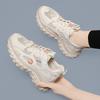 Leder Dad Shoes Damen Trend Ins Retro Temperament Boden Dicke Sohle Farbabstimmung Sport und Freizeit Netzschuhe Temperament Vielseitig