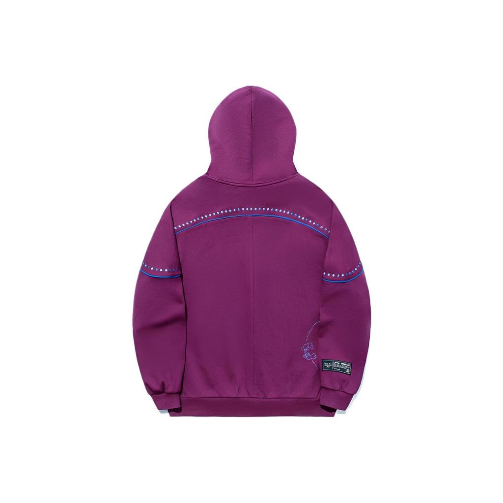Li Ning X Bruce Lee Collaboration Letter Print Loose Fit Hoodie Unisex hoodies Purple AWDTC79-1
