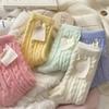 New Soft and Fluffy Fluffy Socks Autumn Winter Thicken and Thickened Macaron Color Mid Calf Sock for Cold Protection Solid Color