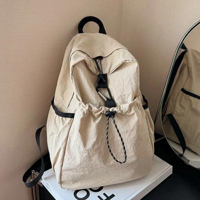 Zaino Scolastico per Studenti delle Medie Donna 2024 Nuovo Zaino Borsa in Tessuto Casual Moda Pieghettato Zaino di Alta Qualità Donna