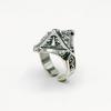 Adjustable Open Ring Men Women Vintage Geometric Pyramid Design Oxidized Brass With Gold Plating Retro Chic Jewelry