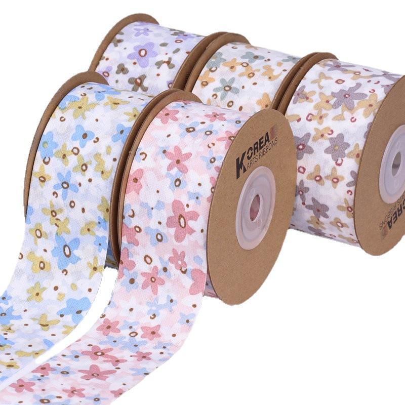Small Flower Wavy Edge Ribbon Printed Butterfly Clip Hairpin Diy Gift Wrap Ribbon Raw Material Ribbon
