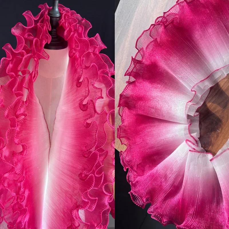 5Yards Gradient Pleated Lace Fabric Ribbon Mermaid Ruffled Organza Border for Sewing Skirts Dress Wedding Clothing Lace Trim New