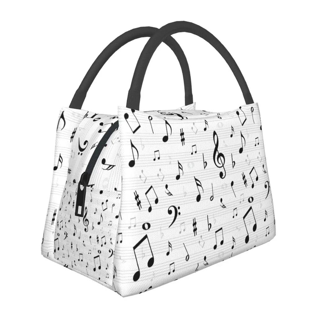 Musikalische Musiknoten Lunchtaschen Zubehör Wasserdicht Isoliert Oxford Kühltasche Thermisch Essen Picknick Lunchbox Damen
