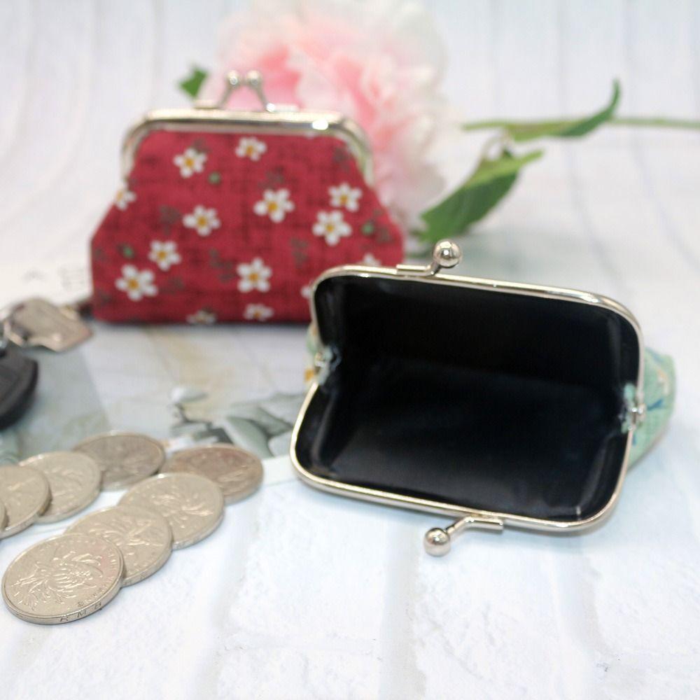 Flower Print Money Clip Cloth Purse Fashion Coin Storage Bag
