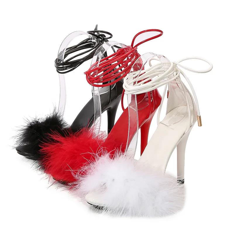 Fashion Mao Mao 35-43 Sexy Super High Heels 11CM High Nightclub Transparent Sandals Sexy Shoes Plus Size Shoes Women Slippers