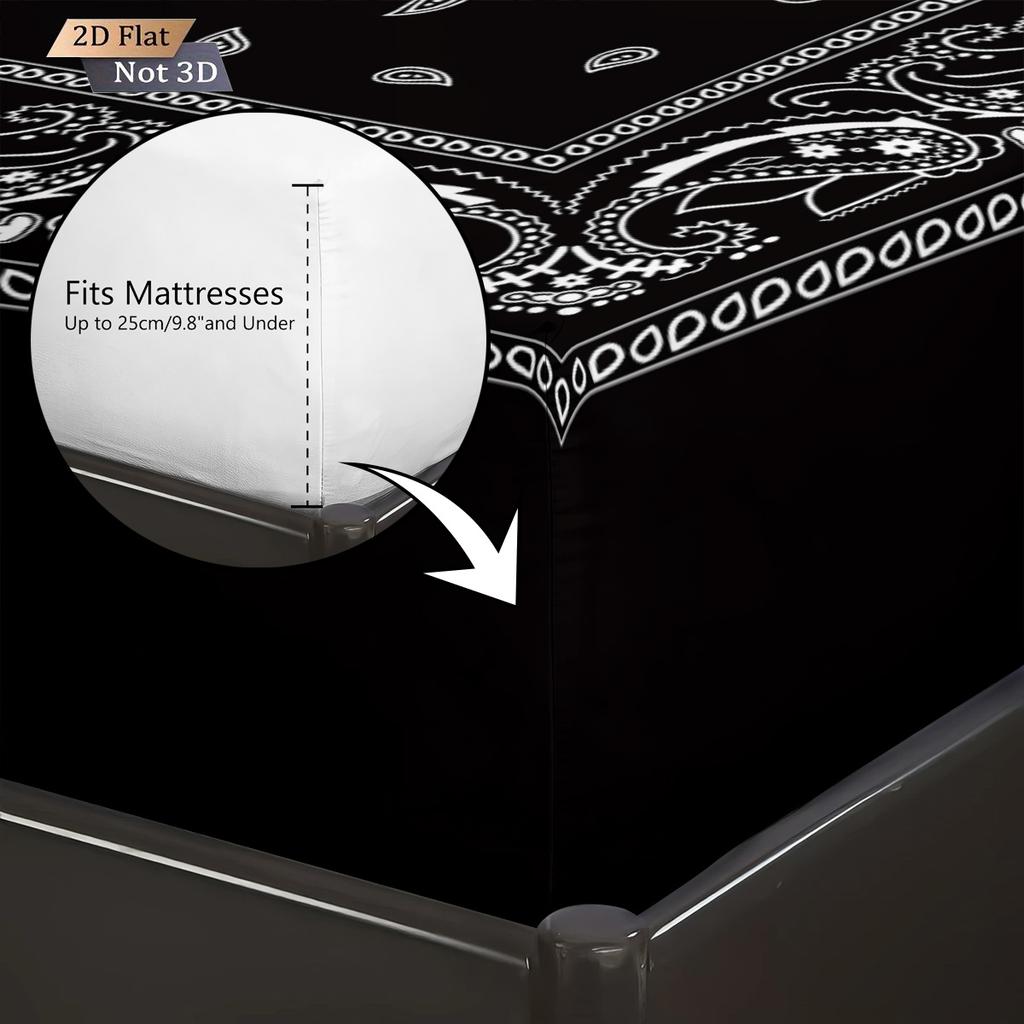 3pcs Retro Black Wave Pattern Print Coreless Bed Sheet Set Multiple Sizes Soft Bedcover Bedroom Bedding Decoration
