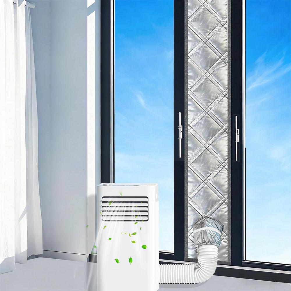 Silver Coated Sliding Window Vent Cloth For Air Conditioner Exhaust Hose Insulation Padded Portable AC Window Seal Kit