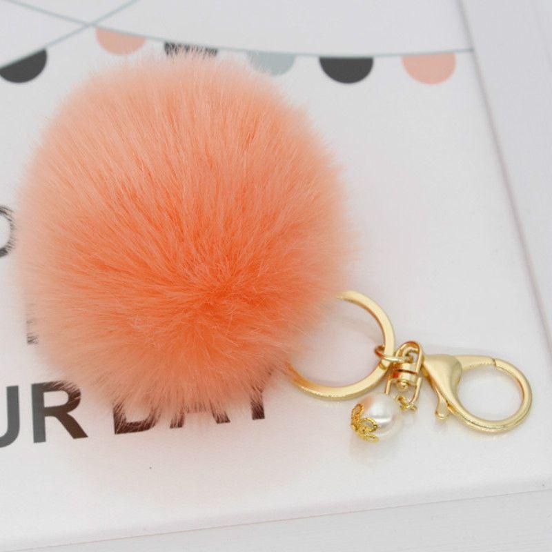 

Шар из кроличьего меха помпон брелок для ключей шарм для мобильного телефона автомобиля декор для сумки милый Orange