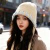 Knitted hat women's outdoor face is small, cold-proof and warm, ear protection hat, fashionable foreign hat