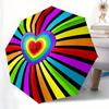 1pc Portable Rainbow Heart Pattern Portable Folding Umbrella with Durable Iron Frame 8 Ribs Suitable for All Seasons Home Trav