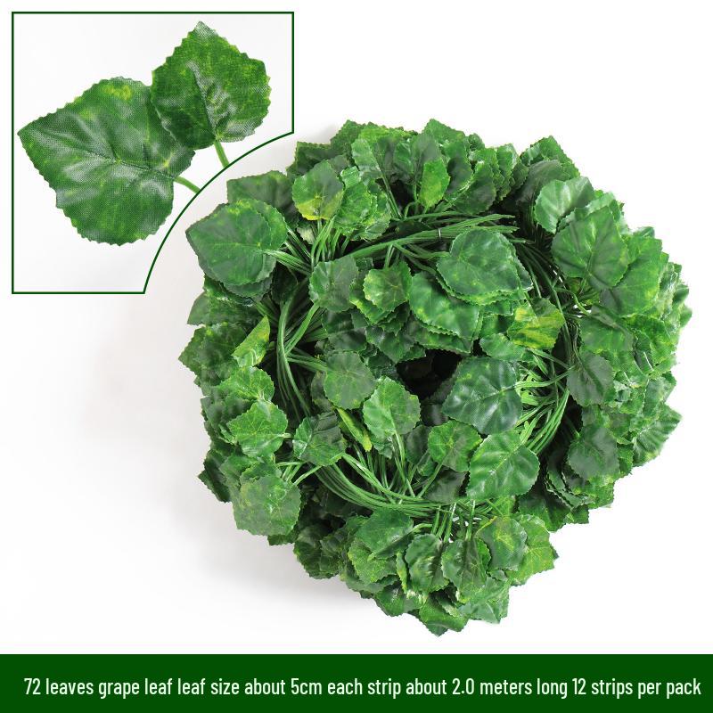 Green Leaf Rattan Grape Decorative Artificial Vine for Balcony & AC Pipe Cover