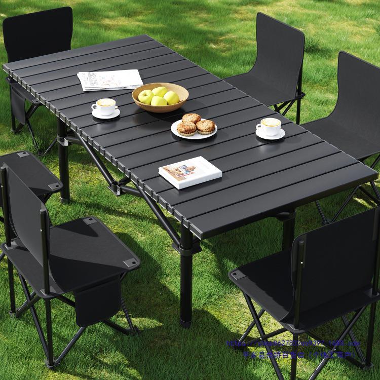 Portable Folding Camping Table and Chairs - Outdoor Roll-Up Dining Table for Picnics & Markets