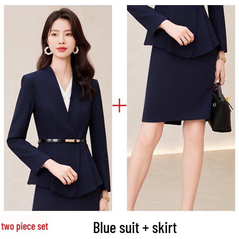 Professional Women's Suit Skirt Set 2024: Elegant Slimming Workwear for Beauty Salon and Property Consultants