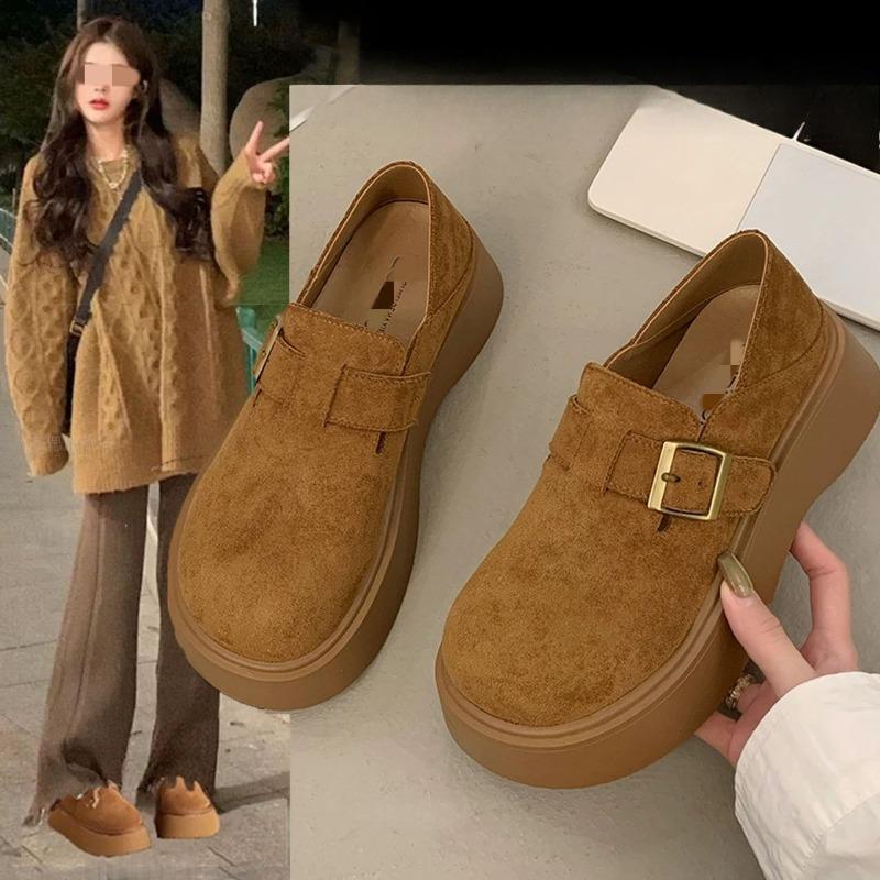 Thick-soled Shoes, Height-increasing Boken Shoes, New Women's Shoes, Casual and Versatile, One-step Loafer Single Shoes