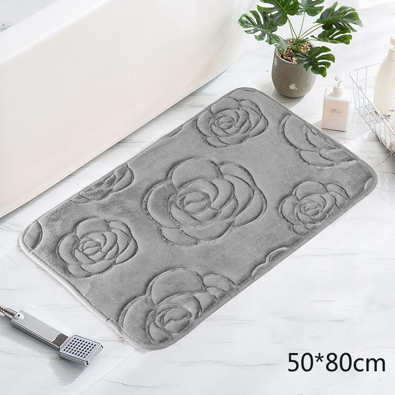 Tappetino da bagno con rose in rilievo Tappetino da bagno antiscivolo nel lavabo Vasca da bagno Tappeto da pavimento laterale Doccia Zerbino Memory Foam 3D Pad