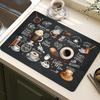 Classic Coffee Design Dish Drying Mat Soft Rubber Non Slip Absorbent Polyester Stain Resistant for Kitchen Coffee Bar Countertop