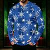 Men's Long Sleeve Hooded Sun Shirt with Christmas Print for Casual Daily Wear