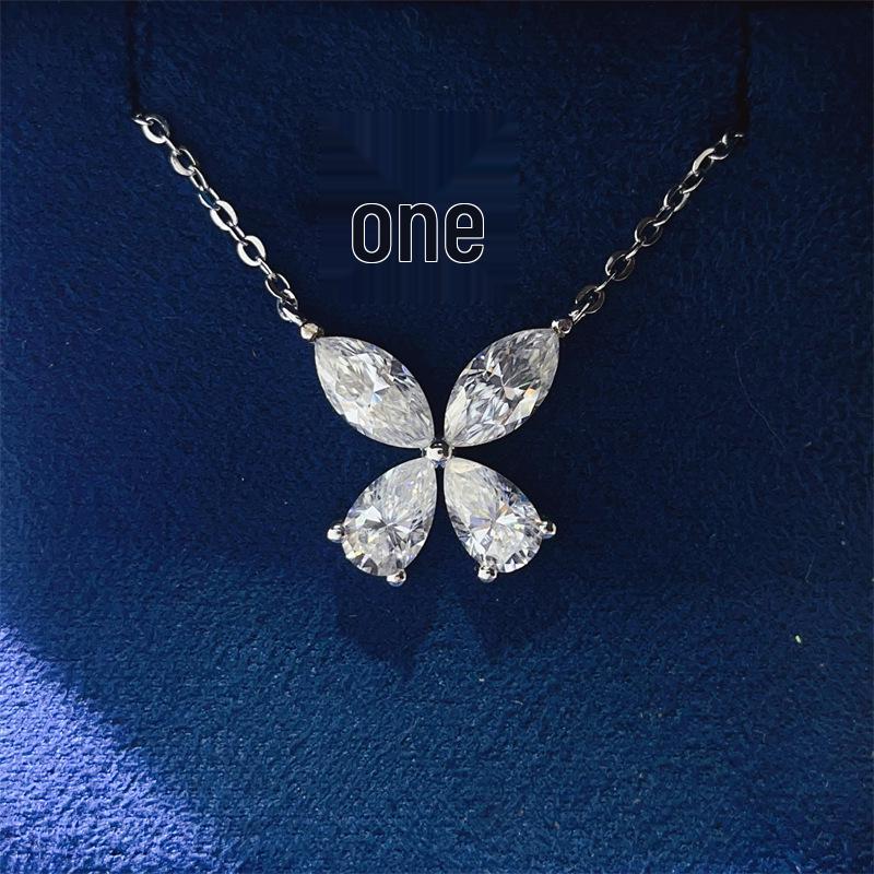 4 Carat D Color Moissanite Four-Leaf Clover Pendant Necklace for Women - Versatile Jewelry for Evening Gown or Wedding Dress