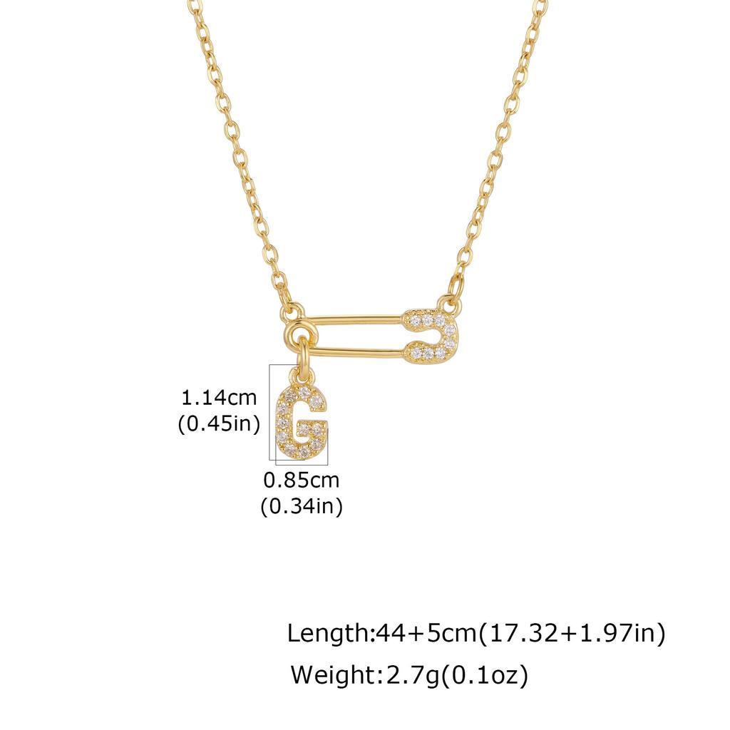 Sparkling Zircon A-Z 26 Letters Necklace for Women, Unique Pin Pendant Necklace, Little Luxury Fashion Jewelry Gifts