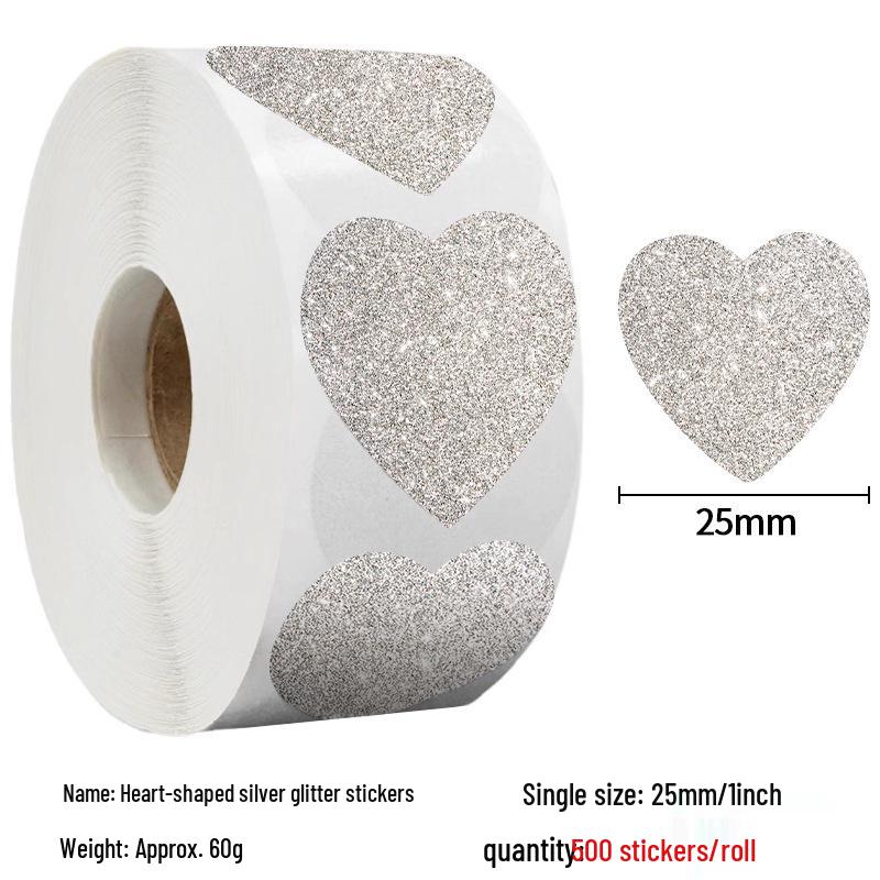 

Silver Heart Glitter Stickers - DIY Valentine s Day Waterproof Decor