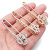 2pcs/Lot Alloy Rhinestone Brooch Pins Gold Silver Color Safety Fixed Brooches for Garment Decoration Jewelry Making