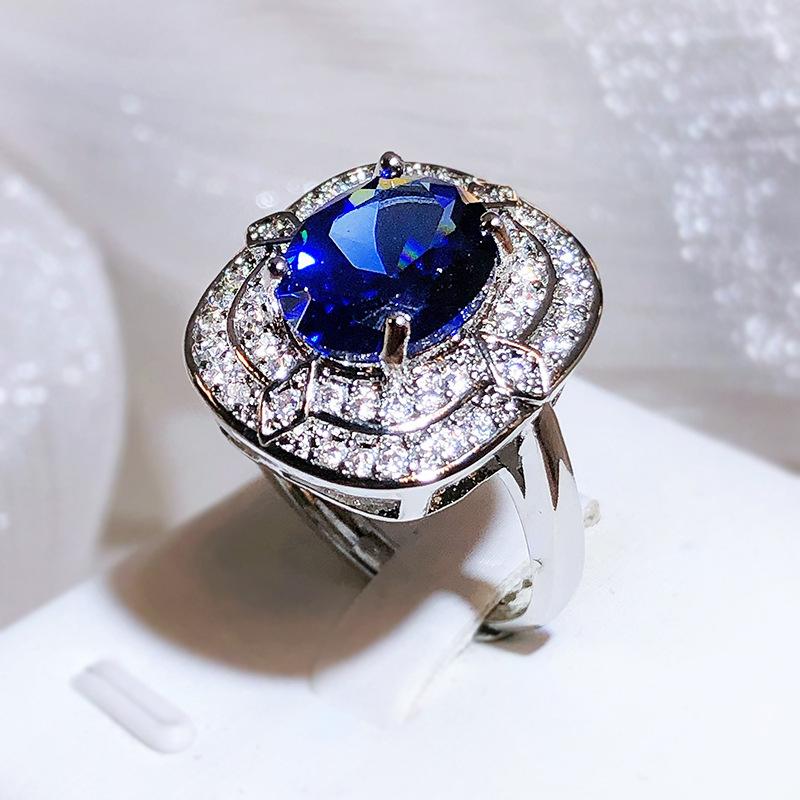 Japanese and Korean Popular Jewelry Micro Set Diamond Water Drop Zircon Simulated Diamond Flower Head Ring